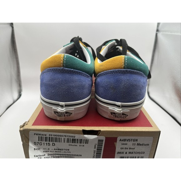 Vans Old Skool Mix and Match Lace Up Green Blue Yellow Men Size 11 W/ Box - Picture 4 of 6